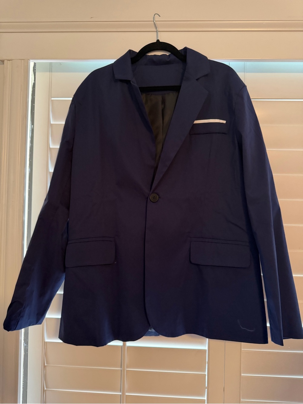 NFINITY Navy Blue Single-Button Sport Coat with Chest Trim